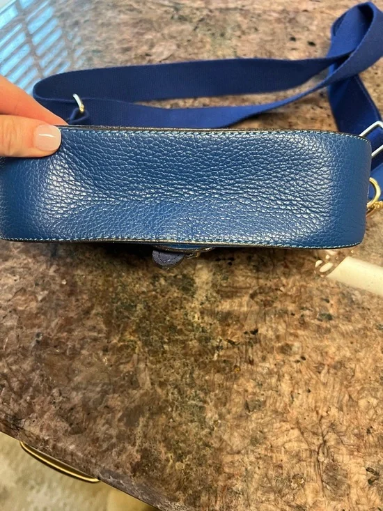 Blue Women's Crossbody Bag - Classic Pebbled Leather Shoulder Bag - Picture 7 of 8